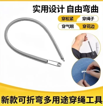 Threading Tool for Eyelets, Elastic, Lace, Webbing, Belts, and Shoelaces