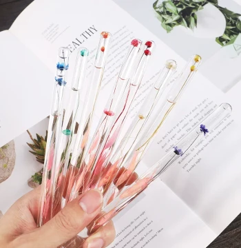Yongsheng Crystal Glass Dip Pen Set - Starry Gradient Ink with Colorful Ink and Pen Rest, Vintage Style for Students