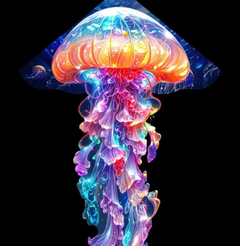 Kite Octopus Whale Jellyfish Design, Easy Fly in Light Breeze, Premium Large Kite with Line for Kids & Adults, New Style