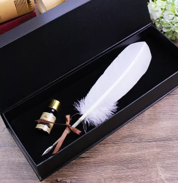 Feibi Feather Ink European Leisure Quill Pen Turkey White Goose Dip Pen Ink Gift Set
