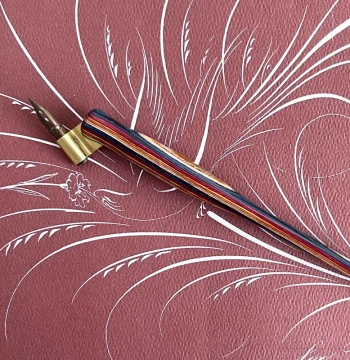 Jorllie English Calligraphy Colorful Streamline Oblique Pen - ES Roundhand & Flourished Script, Solid Wood Copperplate Dip Pen