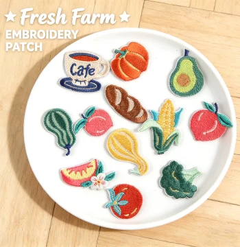Cute Fruit & Vegetable Embroidered Patches - DIY Self-Adhesive Decor for Clothes and Bags