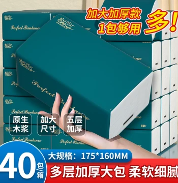 Facial Tissues 40-Pack 5-Ply Thickened Virgin Wood Pulp