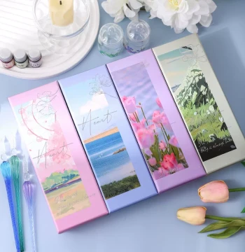 Gradient Glass Dip Pen Set - Colorful Signature Pens for Students, Elegant Gift Box with 4-Piece Collection