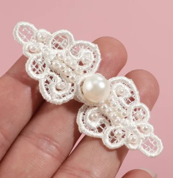 New Chinese Style Frog Buttons, National Trend Qipao Vintage Handmade Lace Pearl Sewn Buttons for Blouses