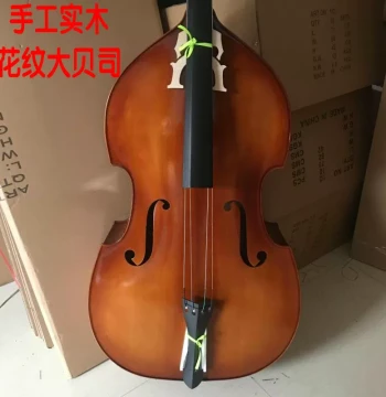 Double Bass, Solid Wood Grain Upright Bass with Hand-Inlaid Purfling for Practice and Performance