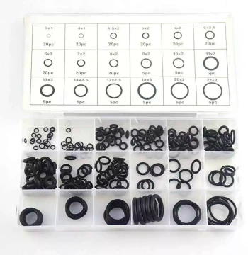 New Nitrile Rubber O-Ring Assortment Kit - 225PCS Black Sealing Gaskets in Box