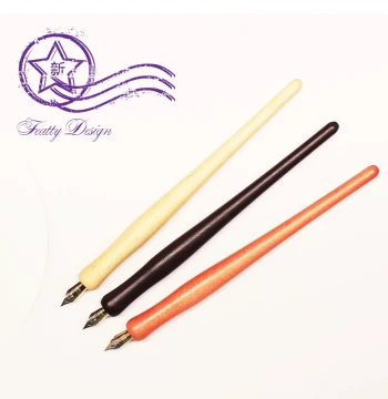 Feibi Comic Pen with Wooden Barrel and Gold Nib, Dip Pen for Retro Art, Calligraphy, Curved Comfortable Grip