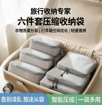 Packing Cubes Set of 6, Travel Compression Organizers for Luggage