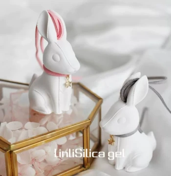 3D Rabbit Silicone Mold with Stitched Design and Hexagonal Base for Plaster Casting