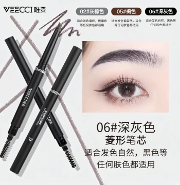 VEECCI Diamond Eyebrow Pencil Flat Tip Waterproof Long-Lasting Natural Finish