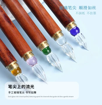 SeamiArt Collector's Edition 5-Color Vintage Wooden Dip Pen Set, Professional Art and Signing Pen with Replaceable Nibs