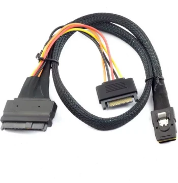MINI SAS SFF-8087 to SFF-8639 Female Cable with SATA 15P Male Power Connector for Servers