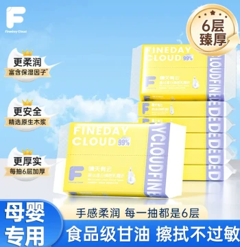 Portable Tissues 6-Ply Thick Wood Pulp Skin-Friendly Cloud-Soft Moisturizing 20 Sheets/Pack