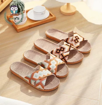 Linen Slippers Japanese Retro Breathable Non-Slip Indoor Summer