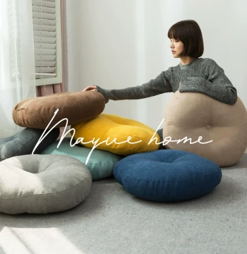 Round Cotton-Linen Floor Cushion Thickened Pad for Balcony