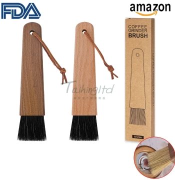 Premium New Coffee Cleaning Brush: Walnut Wood Bristle Brush with Beech Flat Handle and Boar Bristles for Grinder Cleaning