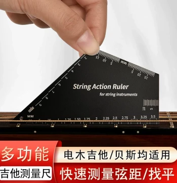 Instrument String Action Ruler, Multi-Function Fret Leveling Gauge, Metal Bass and Acoustic/Electric Guitar Neck Adjustment Wrench Tool