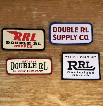 RRL POLO American Vintage Imported Fabric Patches, Badge Appliques, Long Shape with Adhesive Backing, Four Styles
