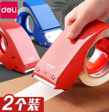 Deli Box Sealer, Transparent Tape Cutter for Logistics and Express Delivery, Large Wide Roll, High Viscosity, Handheld Metal Packer