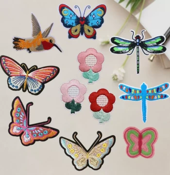 New Butterfly Fabric Patch Dragonfly Embroidery Patch Bird Patch Small Plum Blossom Embroidered Badge Iron-On Patch Garment Accessories