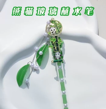 Panda Glass Dip Pen Set with Colored Ink - Elegant Vintage Crystal Atomizer Pens for Fairy-Like Aesthetics