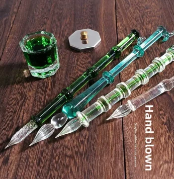 Limited Edition Vintage Ink Bamboo Series Bamboo Glass Dip Pen Fountain Pen Crystal Pen Student Dip Pen Gift