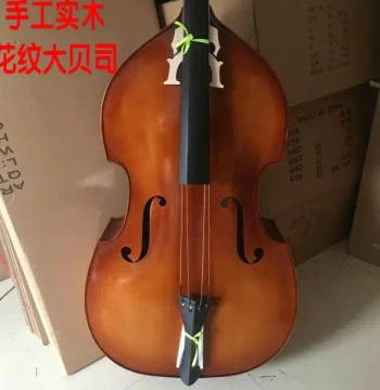Solid Wood Grain Double Bass with Hand-Inlaid Binding - For Practice and Performance