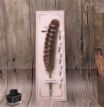 New European Vintage Style Feather Quill Dip Pen Set - Perfect Gift for Birthdays and Teachers' Day