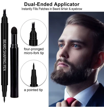 Dual-End Men's Beard Makeup Pen Dense Powder Set Beard Pencil Filler Waterproof Eyebrow Pencil