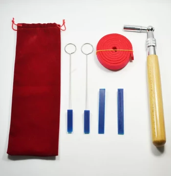 Piano Tuning Tool Set, Solid Wood Tuning Wrench, Muting Leather Fork, Muting Stick, Muting Strip