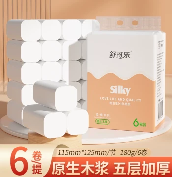6 Rolls of Wood Pulp Toilet Paper