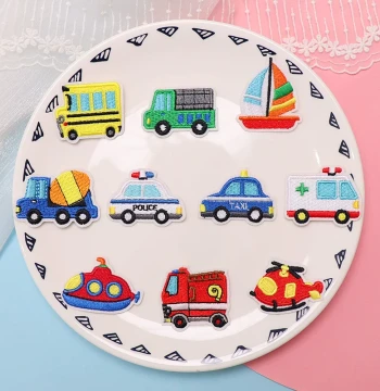 Cartoon Engineering Car Embroidered Patch - Small Iron-On Applique for DIY Kids' Clothing Repair