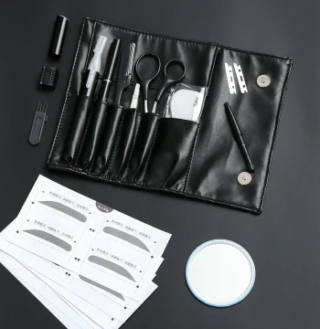 Men's Waterproof Eyebrow Pencil Set with Electric Trimmer - Natural Black