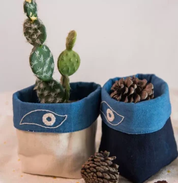 Fabric Pen Holder and Storage Bag, Hand-Woven Plant-Dyed Organizer