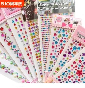 Kids' Gem Stickers: Crystal Diamond Cartoon 3D Puffy Stickers for Princess Girls, Reward Decorations, and Dress-Up Toys