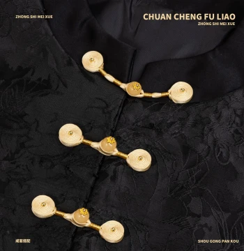 New Chinese Style Hand-Wired Frog Buttons with Gold Beads for Qipao, Tang Suit, and Hanfu - Long Tail Straight Cloth Knots