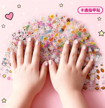 Kids Cartoon Nail Stickers - Princess Baby Waterproof Nail Art Decals - Children's Toy Rabbit Adhesive Nail Stickers