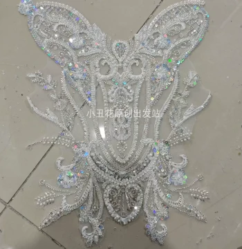Heavy-Duty Sequin & Pearl Embroidery Applique - New Arrival for Wedding Dresses, Qipao, Front & Back DIY Decoration