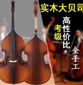 Double Bass for Kids - Beginner Practice Instrument, 4-String Solid Wood Bass