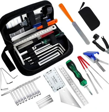 Guitar Repair Tool Kit - Includes Files, Wrenches, Action Ruler, String Winder, Fret File, Nut Sander (25-Piece Set)