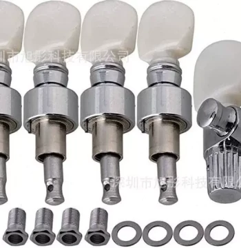 Banjo Tuning Pegs and String Winder with Pearl Hook Upright Tuners for 5-String Banjos