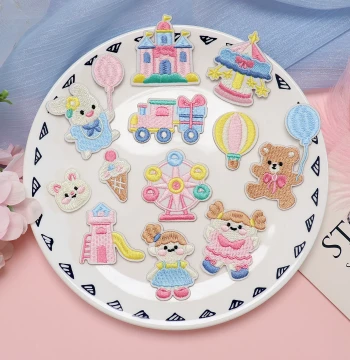 Amusement Park Cartoon Embroidered Patches for Kids, Decorative DIY Patches for Clothes, Bags, and Down Jackets