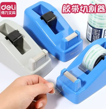 Deli Tape Dispenser - Clear Tape Holder for Large and Small Rolls, Desktop Cutting Station