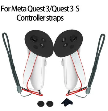 Anti-Drop Handle Protective Case for Meta Quest 3/Quest 3S - Knuckle Strap and Wrist Rope for VR Controllers