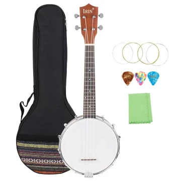 Factory Direct 4-String Banjo, Western Folk Instrument, Includes Carrying Bag
