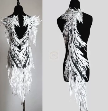 Large Wings, Multi-Color Embroidered Wing Pairs with Sequins, Extra-Large Floral Appliques for Wedding Dress DIY