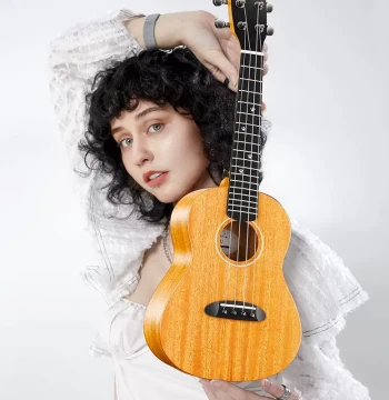 21-inch Solid Top Travel Ukulele for Kids Beginners - High Quality with Cat Paw Inlay