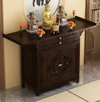Home Altar Table for Incense Offering – New Chinese Style Cabinet for God of Wealth