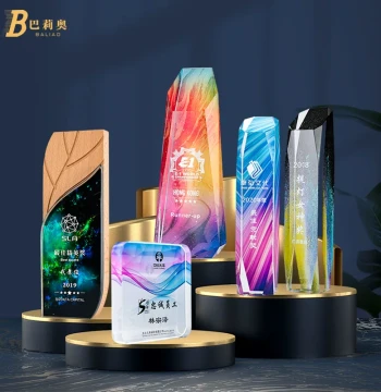 Custom Color-Printed Crystal Trophies, Premium Iridescent Medals, Glass Awards for Employees, Teams, Annual Meetings, and Competitions